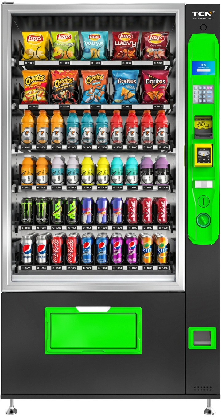 Máquina expendedora Serie Premium Táctil con panel táctil y selección verde
